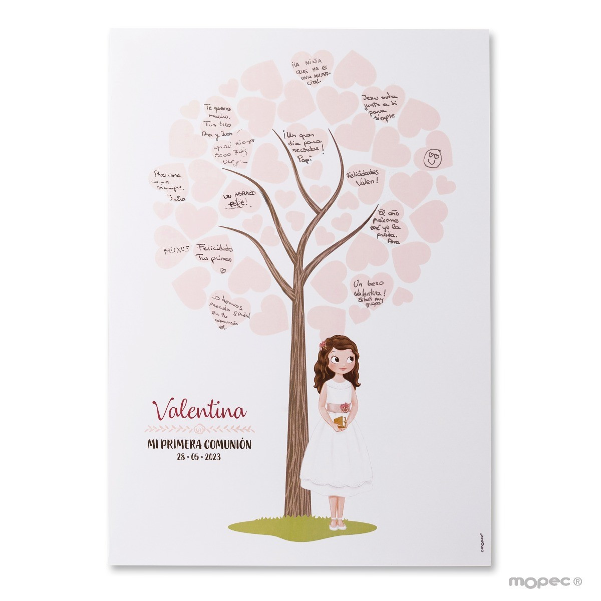 Feuille de signature fille communion avec robe courte 42x29 5cm