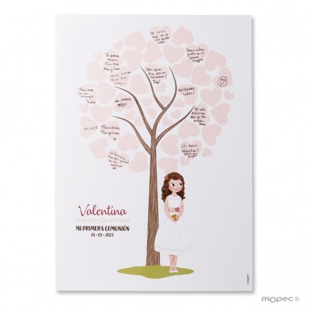 Feuille de signature fille Communion avec robe courte...