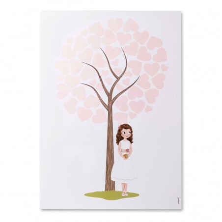 Feuille de signature fille communion avec robe courte 42x29 5cm