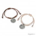 Bracelet beige avec médaille colombe ivoire/marron