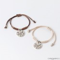 Bracelet beige avec médaille colombe ivoire/marron