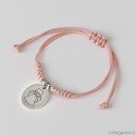 Bracelet en cordon rose avec médaille d\'ange gardien