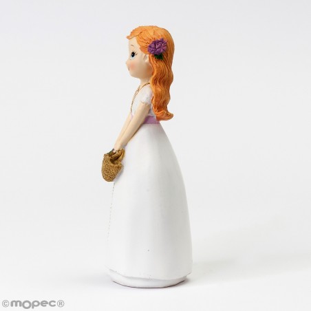 Figure pastel fille panier de communion fleurs 15 5 cm