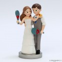 Figurine de gâteau pour mariage couple padel