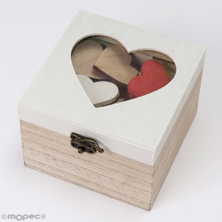 Boîte en bois personnalisable avec 48 coeurs pour les signatures