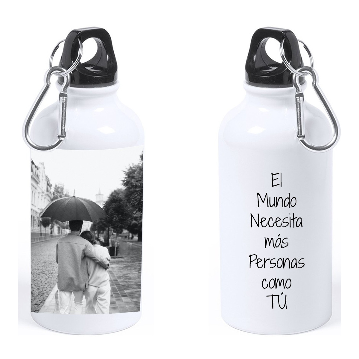Bouteille personnalisée avec photo en couleur et texte