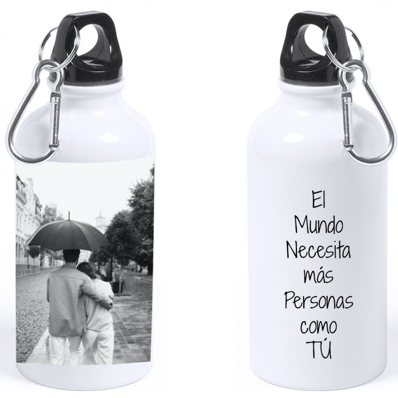 Bouteille personnalisée avec photo en couleur et texte