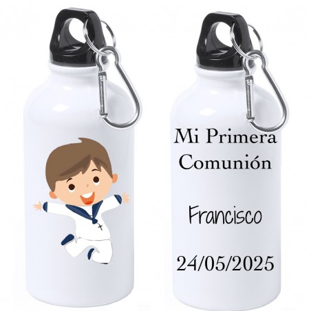 Bouteille de communion garçon personnalisée avec texte et nom