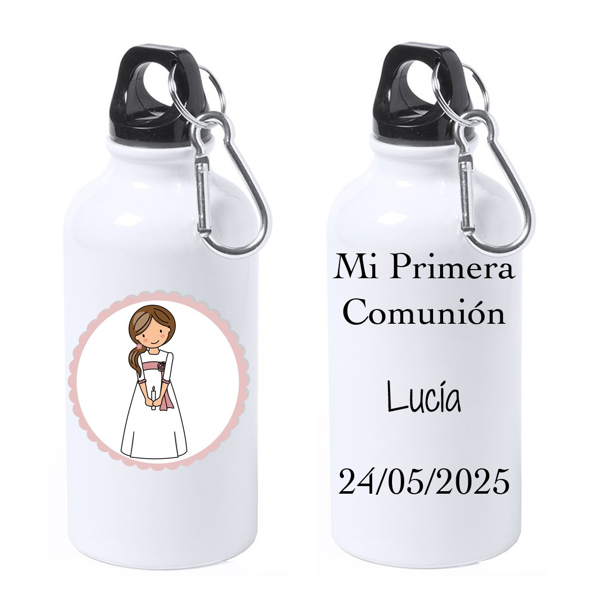 Bouteille de communion fille personnalisée avec texte et nom