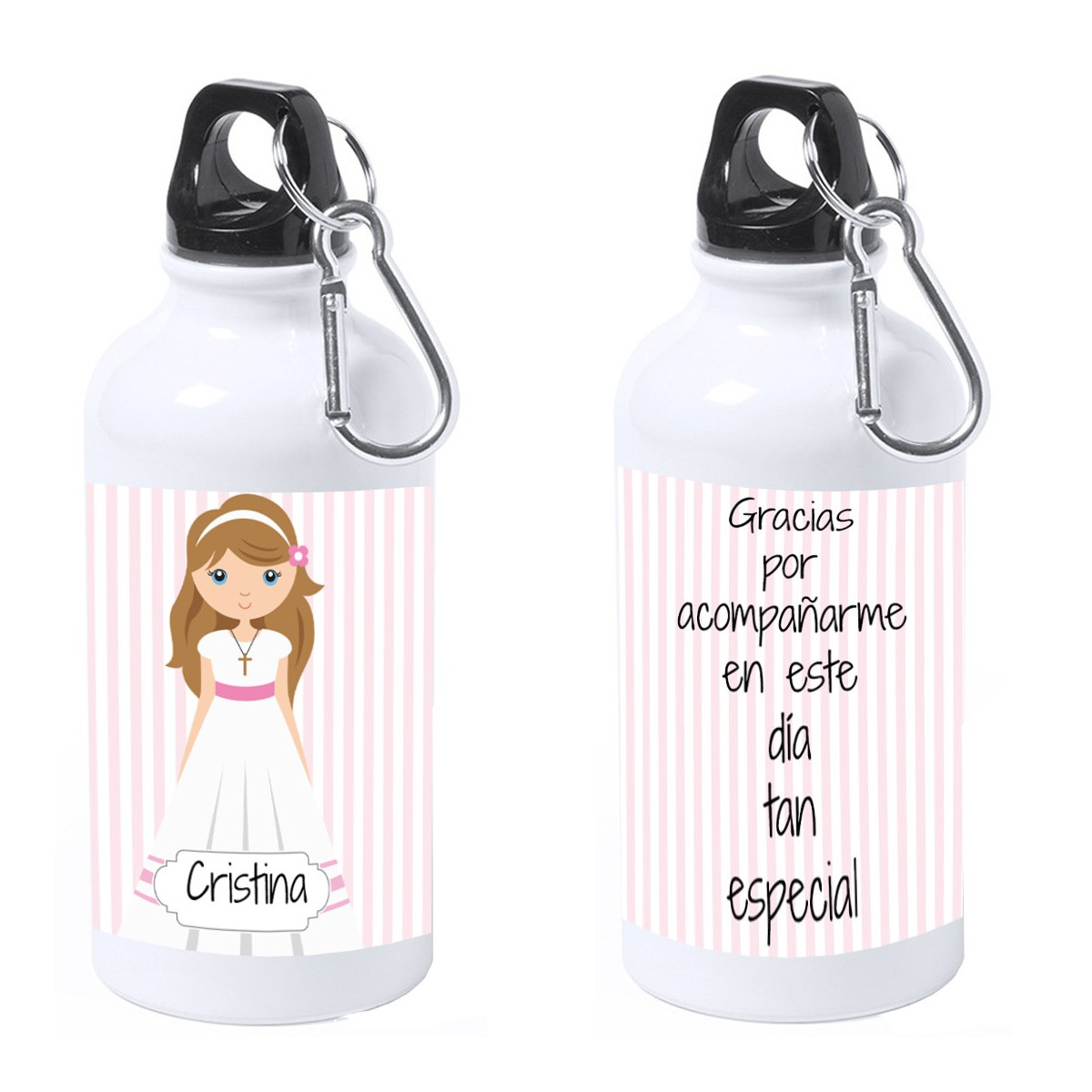 Bouteille de communion fille personnalisée avec nom et dédicace
