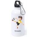 Bouteille de football blanche personnalisée pour enfants avec leur nom