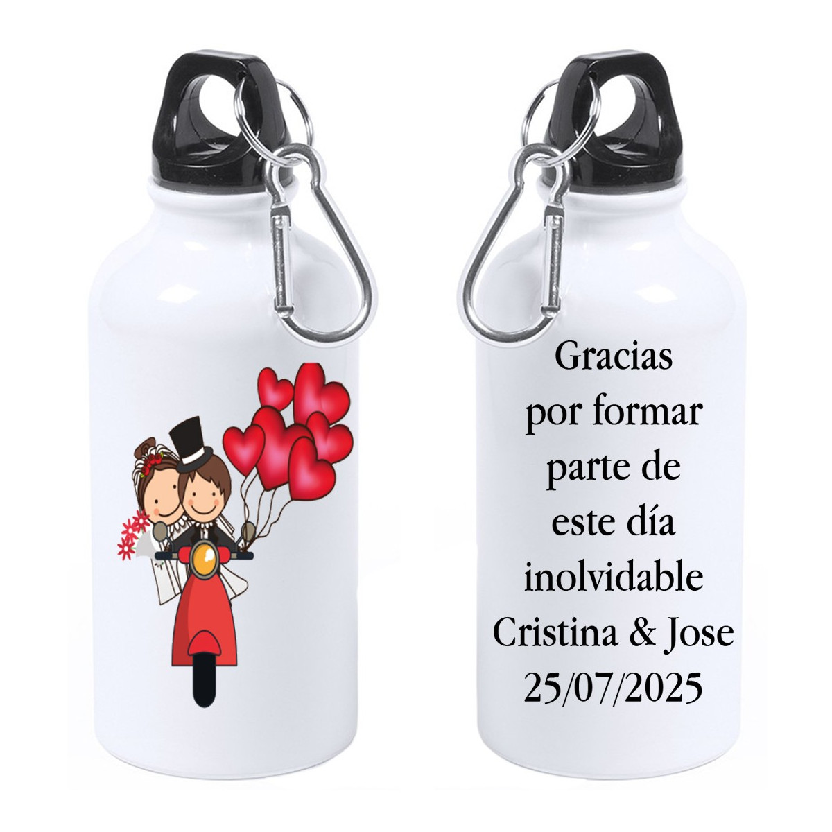 Bouteille moto de mariage personnalisée avec texte