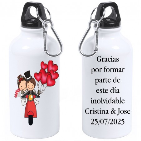 Bouteille moto de mariage personnalisée avec texte