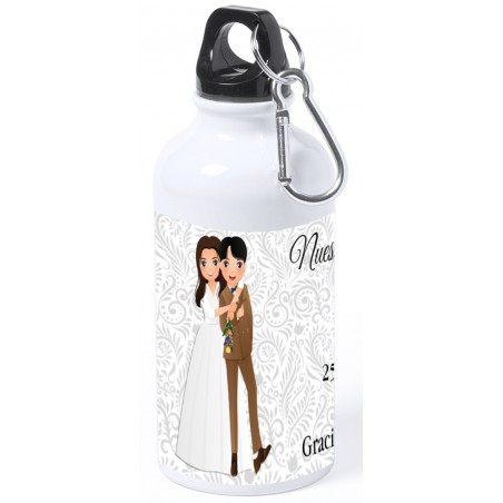 Bouteille personnalisée avec le nom de l'invité ou une phrase de remerciement, le nom des mariés et la date du mariage