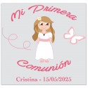Autocollant personnalisé pour fille de communion avec nom et date