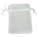 Bougie parfumée à la vanille personnalisée avec autocollant pour les mariés dans un sac en organza blanc