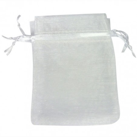 Bougie parfumée à la vanille personnalisée avec autocollant pour les mariés dans un sac en organza blanc