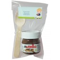 Nutella pour communion enfant avec cuillère dans un sachet transparent personnalisé avec adhésif