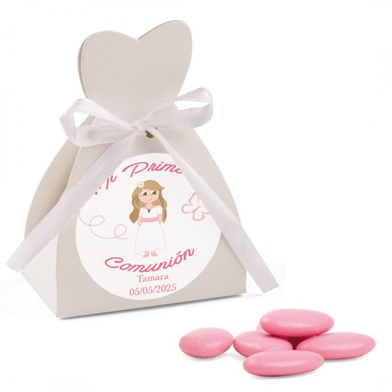 Boîte avec dragées personnalisée pour communion