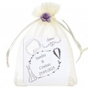 Sous-verre d'ouverture gravé de mariage dans un sac en organza