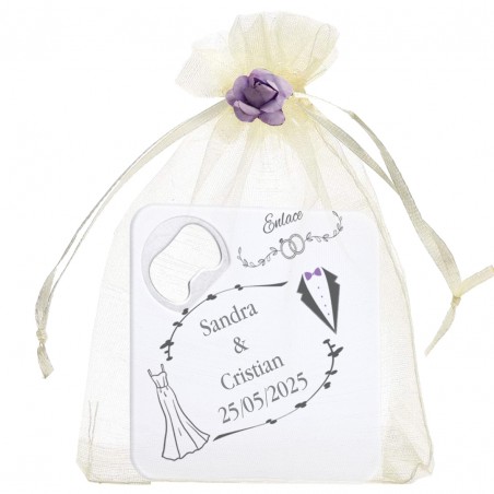Sous-verre d'ouverture gravé de mariage dans un sac en...