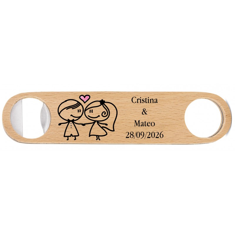 Ouvre-bouteille personnalisé pour mariage avec nom et date