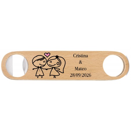Ouvre-bouteille personnalisé pour mariage avec nom et date