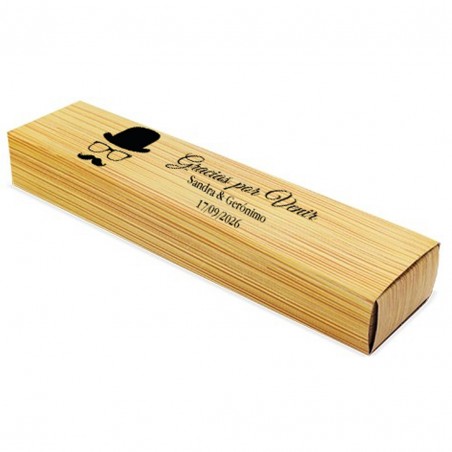 Ensemble stylo et crayon mécanique en bambou personnalisé avec nom et date