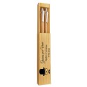 Ensemble stylo à bille et porte-mine en bambou personnalisé avec nom et date