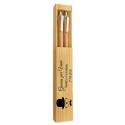 Ensemble stylo et crayon mécanique en bambou personnalisé avec nom et date