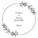 Sticker rond personnalisé avec le nom de l'invité et des mariés