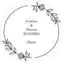 Sticker rond personnalisé avec le nom de l invité et des mariés