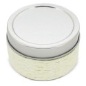 Bougie parfumée avec nom d'invité dans un sac en organza beige