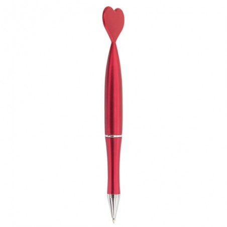Stylo cœur rouge métallisé