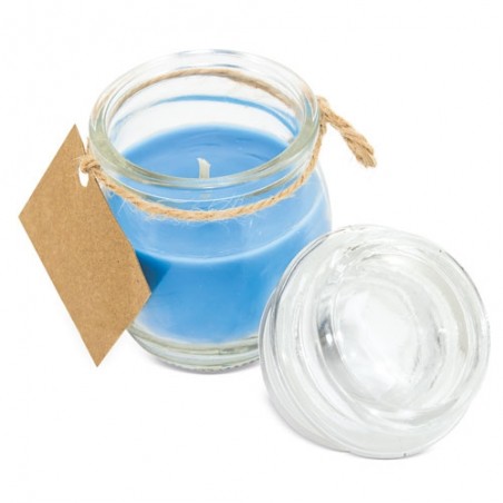Bougie parfumée colorée dans un pot en verre