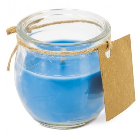 Bougie parfumée colorée dans un pot en verre