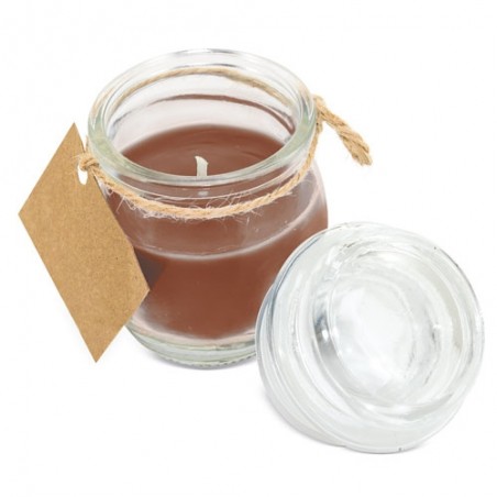 Bougie parfumée colorée dans un bocal en verre