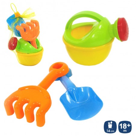 Arrosoir, pelle et râteau pour la plage et la piscine