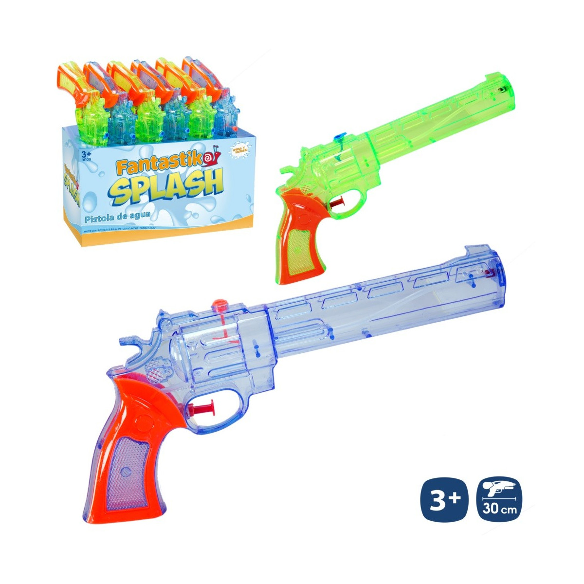 Pistolet à eau de type revolver transparent