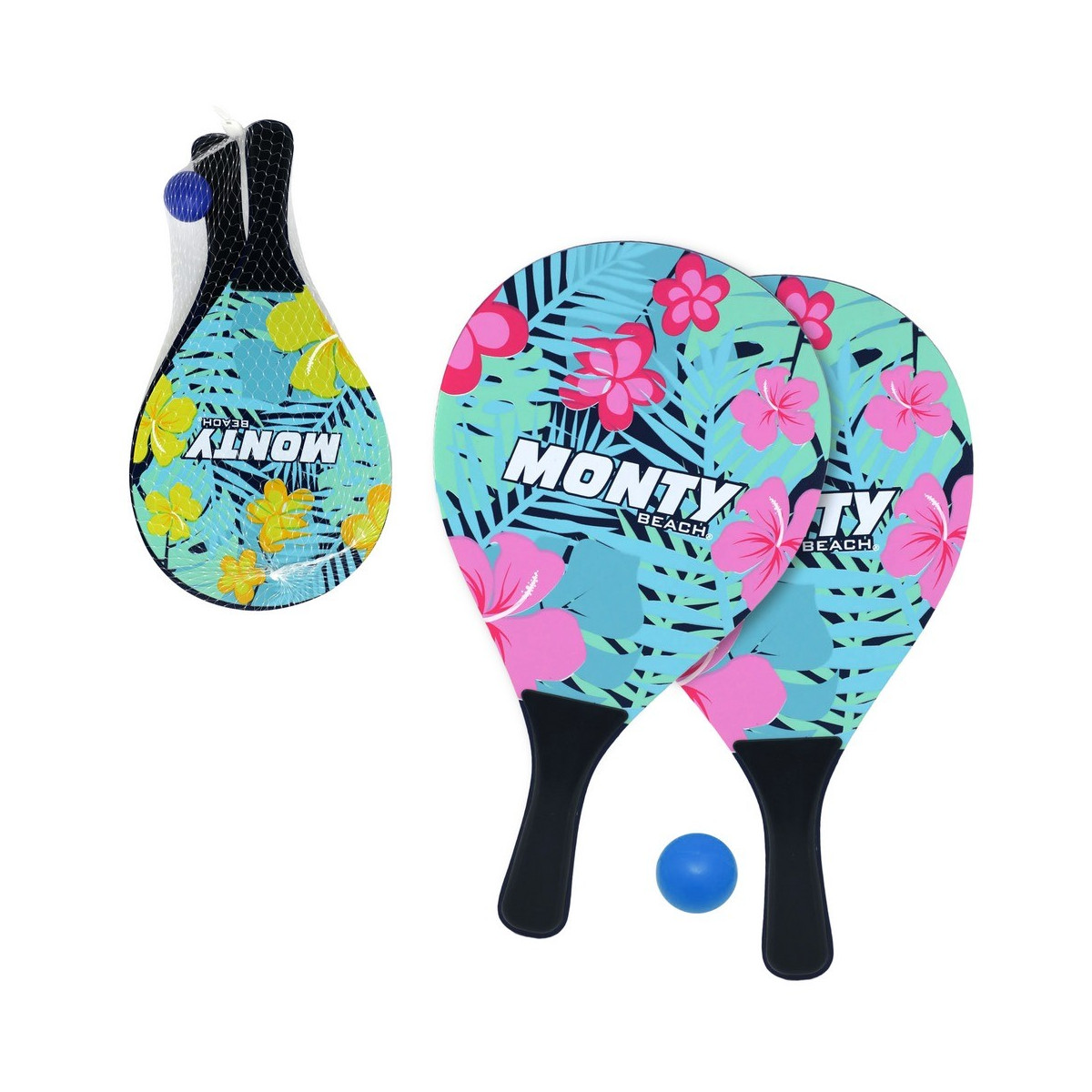 Raquettes de plage en bois avec ballon