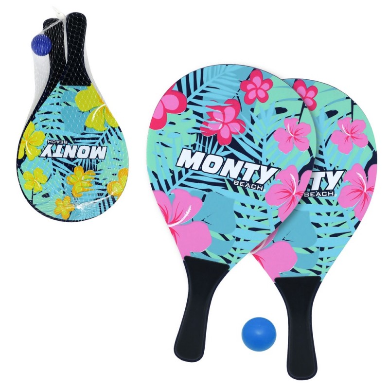 Raquettes de plage en bois avec ballon