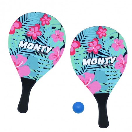Raquettes de plage en bois avec ballon