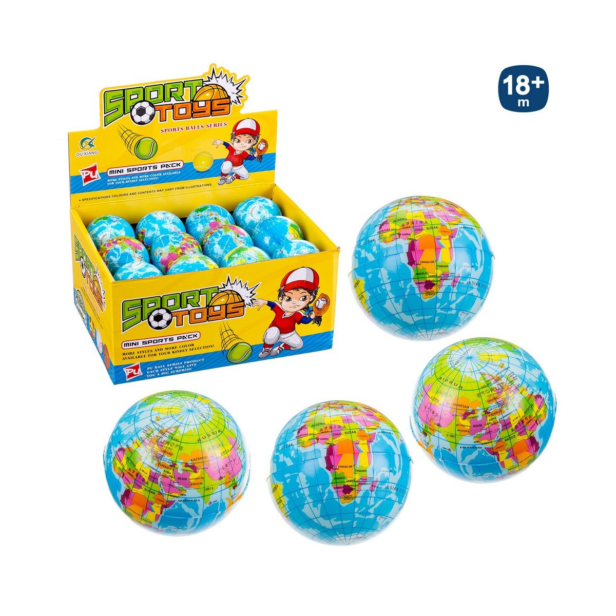 Balle en mousse globe terrestre