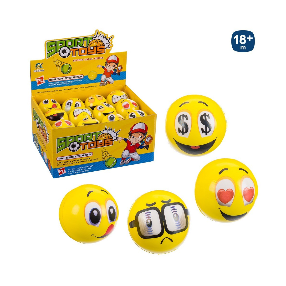 Balle en mousse émoji espiègle