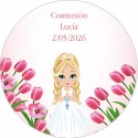 Autocollant de communion rond personnalisé de 3 cm pour fille