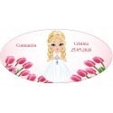 Autocollant ovale fille communion