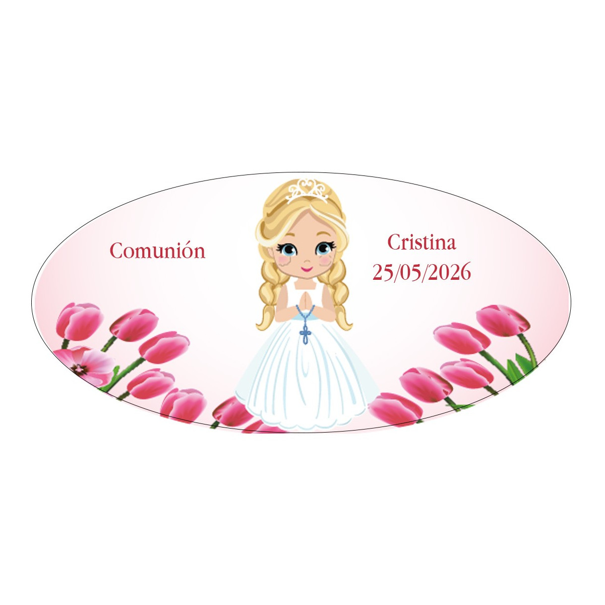 Autocollant ovale fille communion