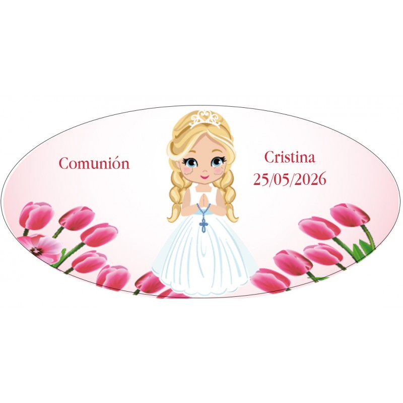 Autocollant ovale fille communion