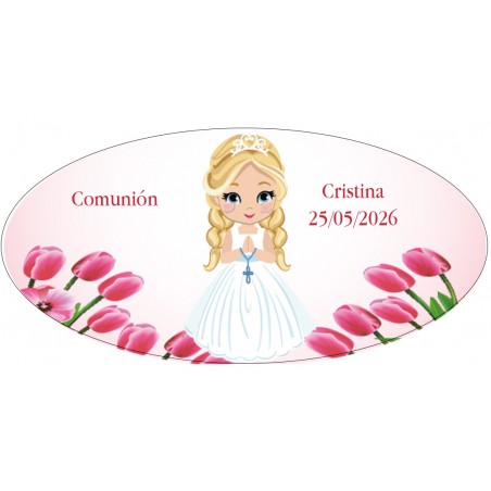 Autocollant ovale pour fille de communion