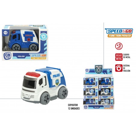 Camion en métal police ou ambulance avec système de friction